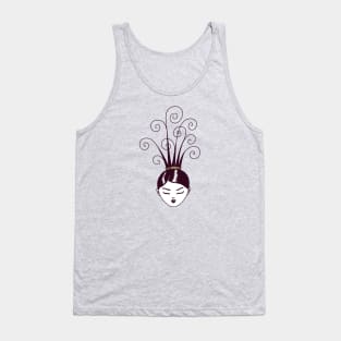 Swirly Weird Hairstyle Tank Top